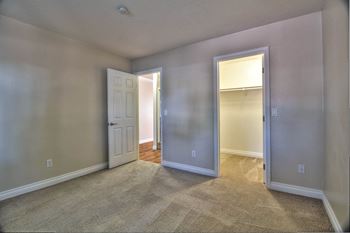 bedroom with large closets at Sunnyvale Town Center Apartments